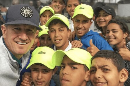 Matt Ginella with students of the Birdies program in Morocco